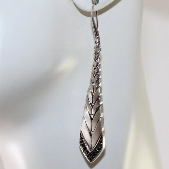 John Hardy Sterling Silver 925 Black Sapphire Dangle Earrings - Picture 1 of 6